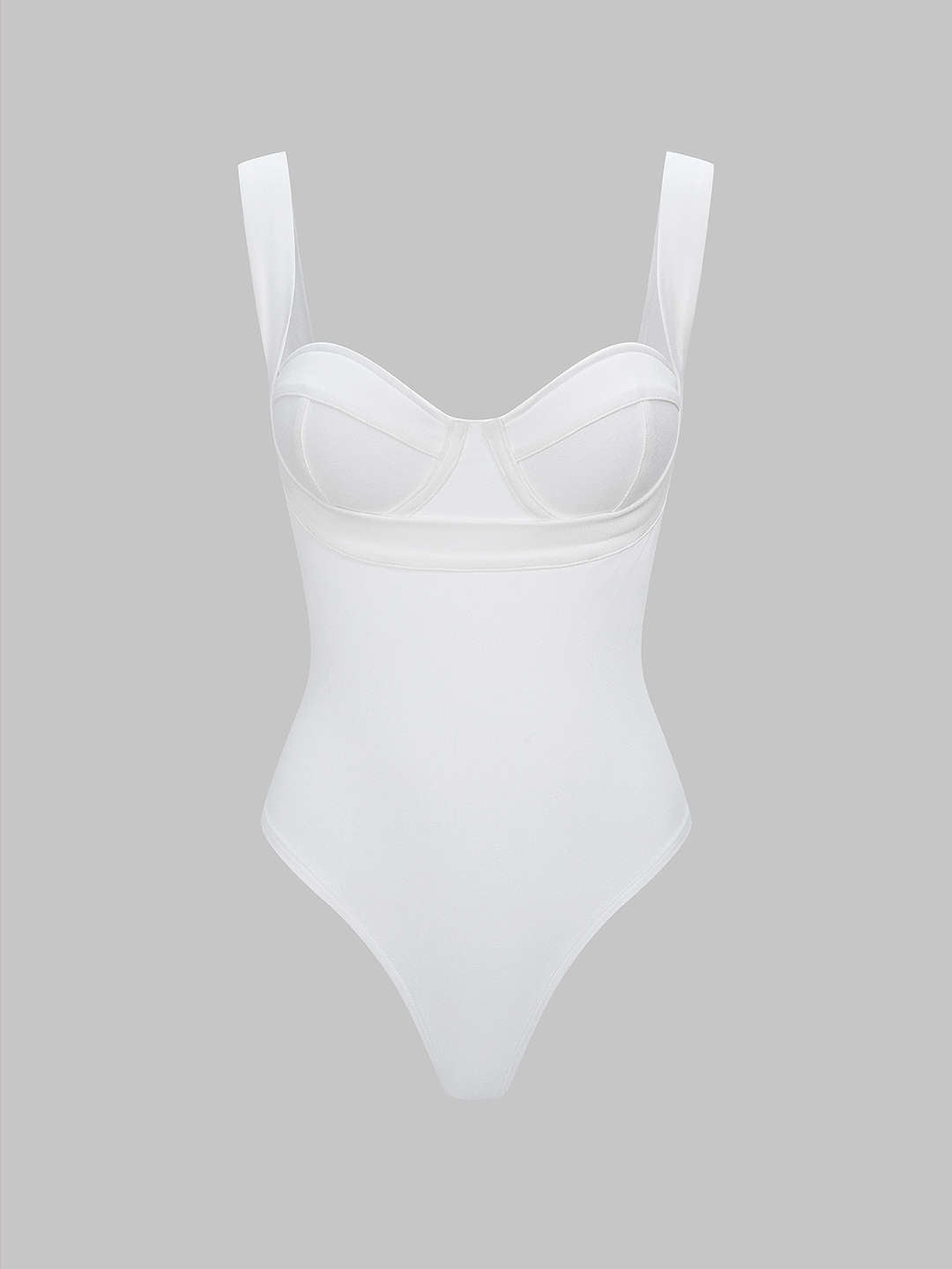 Solid Slip Sleeveless Bodysuit with Structured Cups